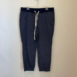 J.Crew Women’s Sz 12 Navy Pull-On Pinstripes Trousers Pockets Jogger Pants NWT